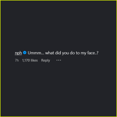 Neil Patrick Harris' Instagram comment