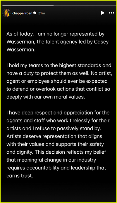 Chappell Roan Wasserman statement