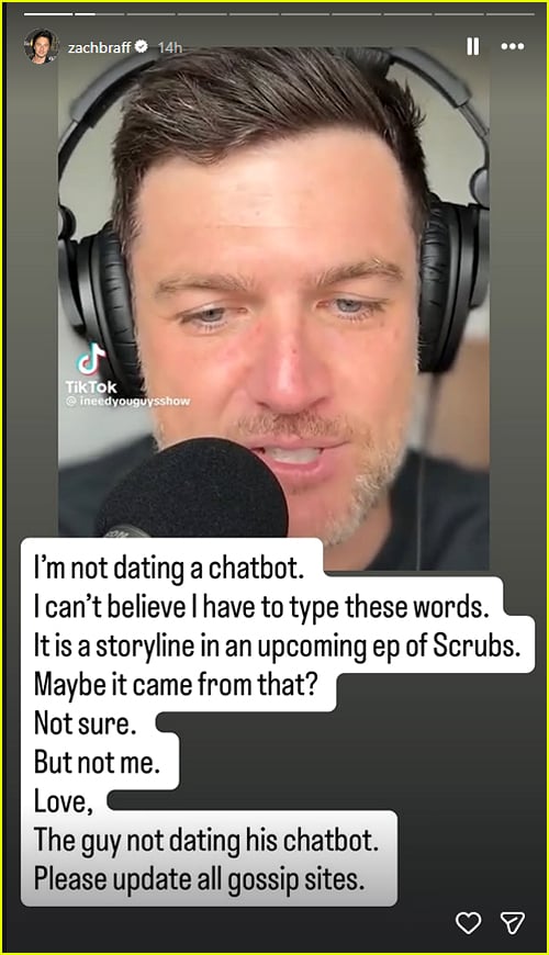 Zach Braff AI chatbot rumor