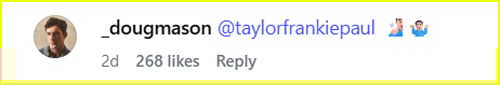 Doug Mason Instagram comment