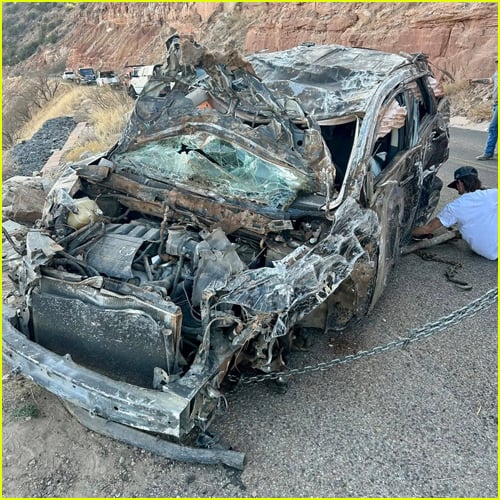 Scene of the car crash that a driver incredibly survived