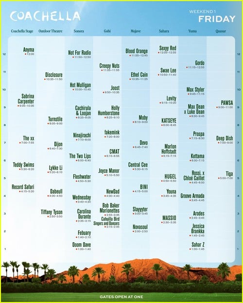 Coachella 2026 set times