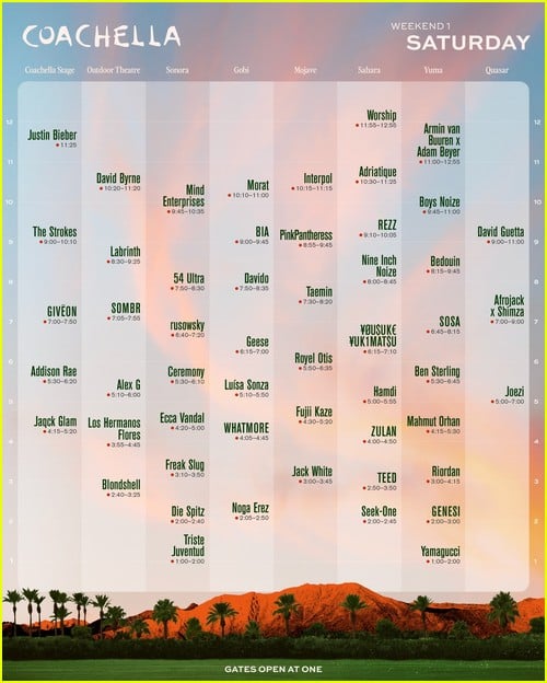 Coachella 2026 set times