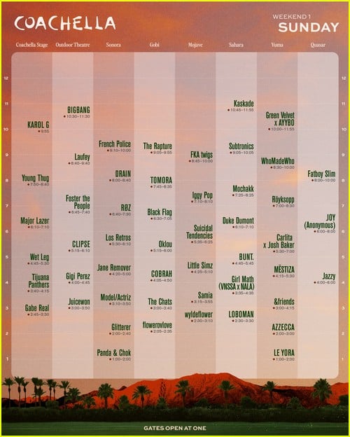 Coachella 2026 set times