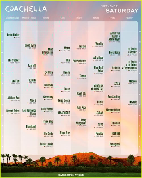 Horários do Coachella 2026