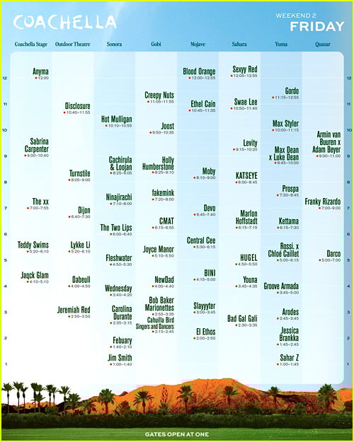 Coachella 2026 set times