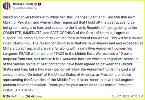 Donald Trump Truth Social post